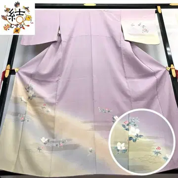 MK-1155 부츠케 시보리 수제 염색 꽃 무늬 이슬 풀  금채 연보라색