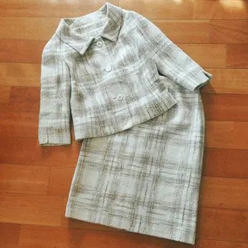 해롯 트위드 체크 7부 소매 셋업 S