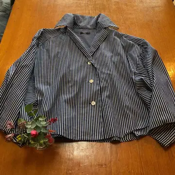 Mfil 돌먼 슬리브 스트라이프 바이컬러 셔츠 블라우스 38