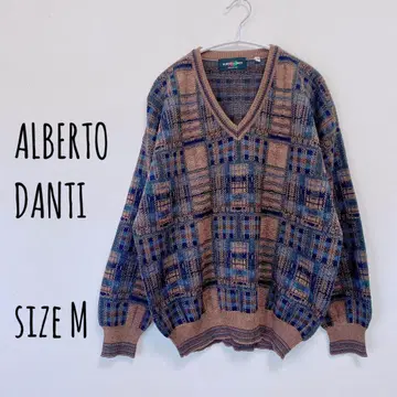a746 알베르토 단티 V넥 스웨터 남성용 M 브라운 이탈리아제 고급