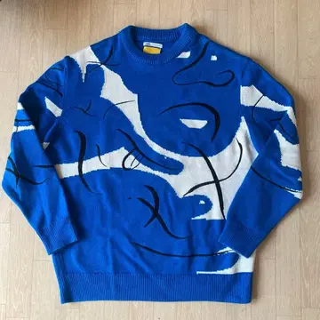 ZARA 파란색 추상 무늬 니트 스웨터 M