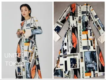 [ UNITED TOKYO ] 아트 프린트 롱 원피스