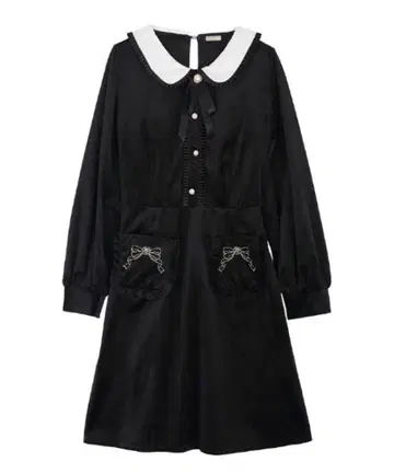 axes femme POETIQUE 포켓 리본 자수 벨로아 원피스