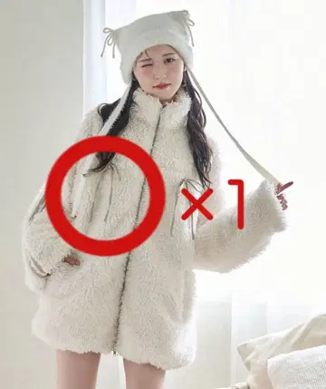 리본 NICE CLAUP 사이드 라인 리본 보아 블루종 아이보리