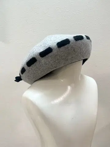 새상품 장미색 모자 모 100% 펠트 베레모 그레이 리본