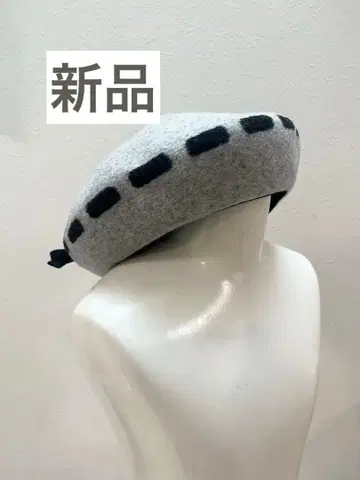 새상품 장미색 모자 모 100% 펠트 베레모 그레이 리본