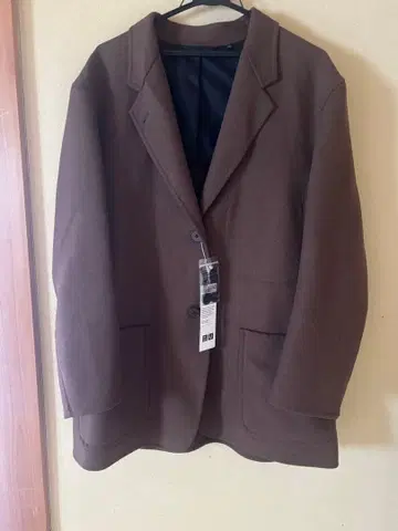 새상품 유니클로 울 블렌드 테일러드 자켓 다크 브라운 여성용