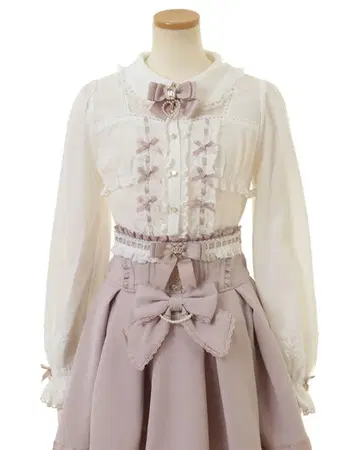 LIZLISA 백 셔링 블라우스 화이트 x 핑크