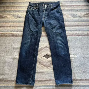 사무라이 다크 블루 스트레이트 데님 버튼 플라이