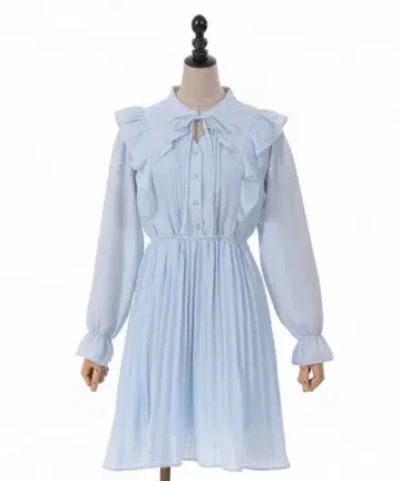 axsesfemme 라이트 블루 프릴 긴팔 원피스