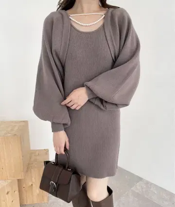 mystywoman 펄 장식 니트 2P 원피스