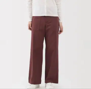 무인양품 여성 워싱 헤링본 베이커 스트레이트 팬츠