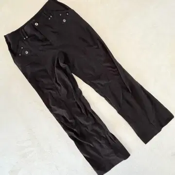 폰타나 그랑 슬랙스 팬츠 스트레치 메탈 버튼 장식 브라운 계열