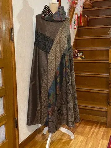 [ 기모노 리메이크 ] 오시마 명주 텐트 라인 원피스