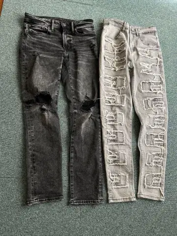 슬림핏 청바지 usdrip 데미지 데님 2세트