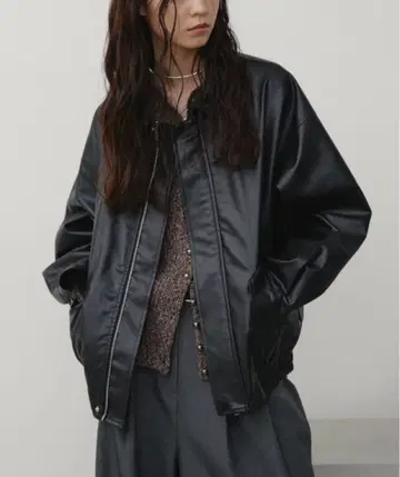 인조 가죽 오버 블루종 Aunt Marie's 앤트마리스