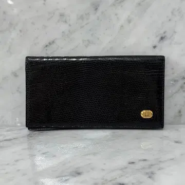 던힐 장지갑 리자드 블랙 광택 천연 가죽