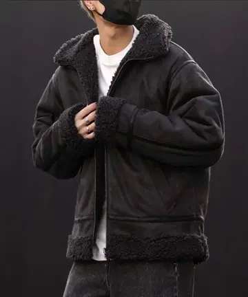 CLEL 리버서블 페이크 무스탕 자켓 XS 블랙 블루종