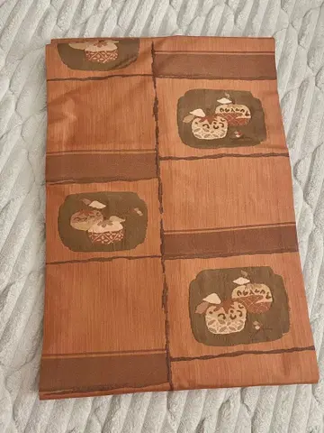 브라운 과일 패턴 나고야 오비 순수 실크