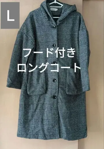 롱 코트 후드 부착 코트 블랙 계열