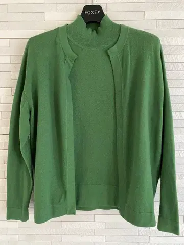 PLST 그린 컬러 가디건 스웨터 세트