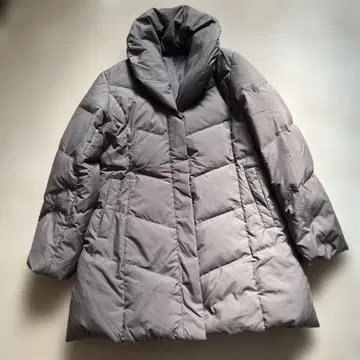 그레이 다운 자켓 큰 옷깃