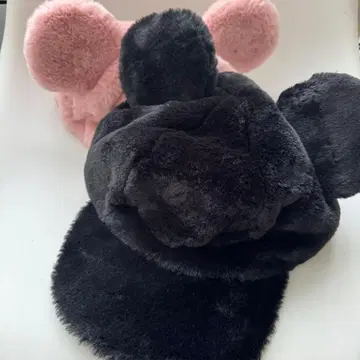 미키풍 귀도리 모자 핑크 블랙