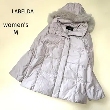 2wayLABELDA 후드.퍼 다운 자켓 화이트 베이지