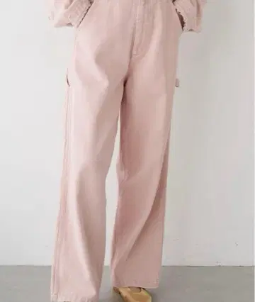 SHENERY 페인터 데님 팬츠 핑크