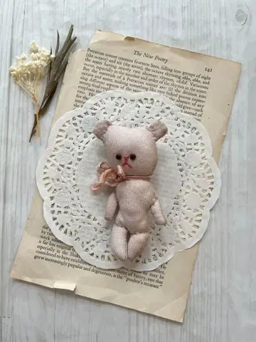 인기 작가 노바라사 rosily님 린넨 핑크 곰 곰 봉제 인형