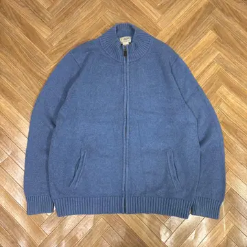 엘엘빈 드라이버즈 니트 풀 집업 코튼 니트 톤 다운 블루