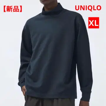 [새상품] 유니클로 브러쉬드 모크넥 T셔츠 네이비 XL