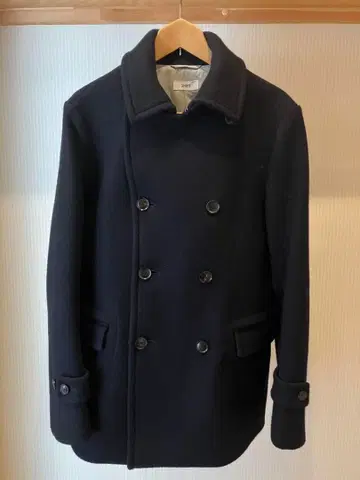 SHIPS 네이비 더블 브레스트 피 코트