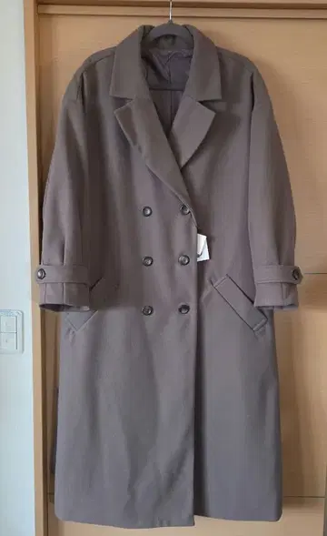 브라운 더블 브레스트 롱 코트 사이즈 2