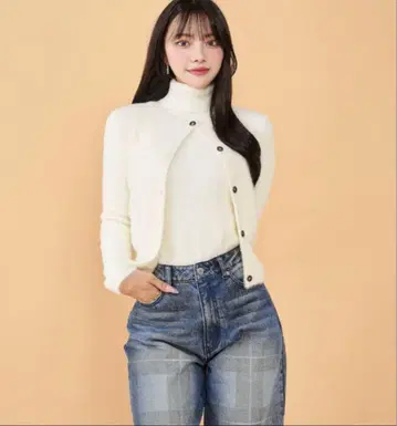 다리치 darich 앙상블 샤기 상의 가디건 WHT