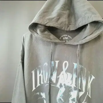 IRON&INC 애니멀 프린트 후드 맨투맨 그레이 XL 구제 의류