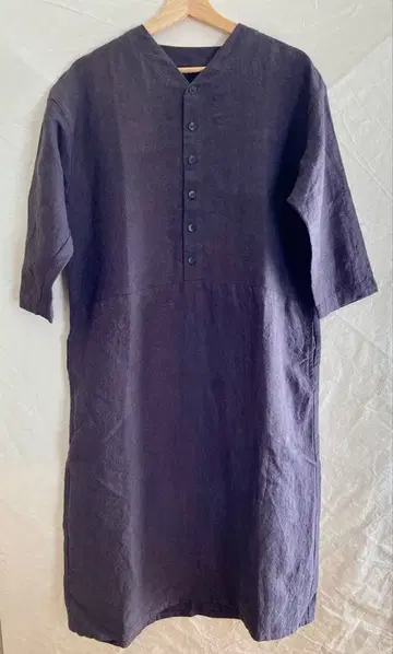 나카가와 마사시치 상점 두꺼운 원단 린넨 버튼 원피스