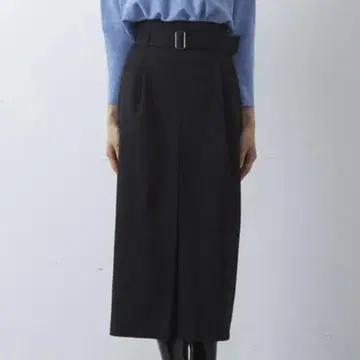 새상품급 Liesse 턱 와이드 타이트 스커트 벨트 포함 블랙 L