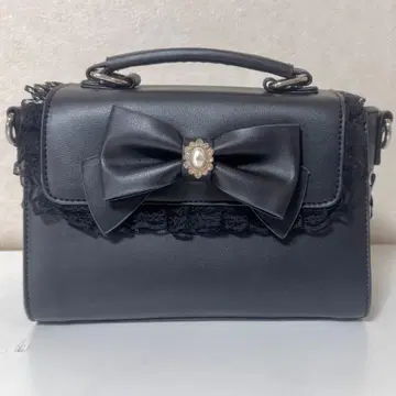 Ank Rouge 비쥬 리본 인조 가죽 BAG 블랙