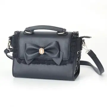 Ank Rouge 비쥬 리본 인조 가죽 BAG 블랙