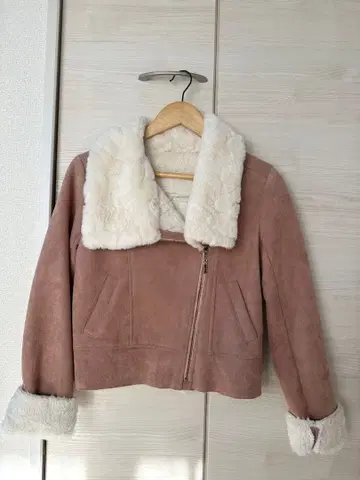 퍼 포함 스웨이드 자켓 핑크