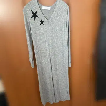 SUGAR ROSE 그레이 롱 원피스 별 자수