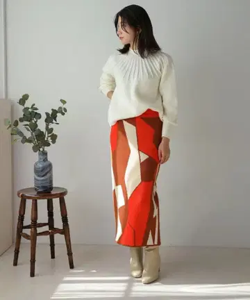 택 포함 새상품 기하학 패턴 니트 스커트 / 부즈루드 정가 7900