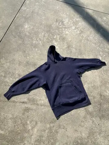 70s 챔피온 단색 택 후드 맨투맨 빈티지