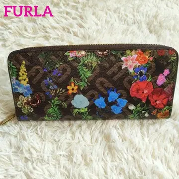 미사용급 FURLA/훌라 바빌론 라운드 지퍼 꽃무늬