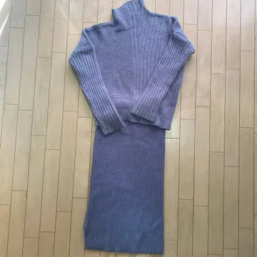 ambient 비대칭 니트탑 & 스커트 셋업