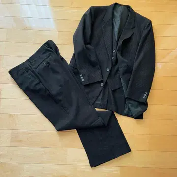 다크 그레이 쓰리피스 울 수트 2버튼 노턱 팬츠 XL