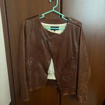 브라운 가죽 라이더 자켓 38