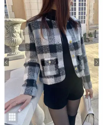 체크 무늬 샤기 자켓 [gn358a]