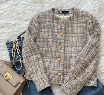 ZARA 노카라 트위드 자켓 M